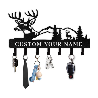 Personalized Key Holder for Wall, Custom Family Name Key Rack Holder-MetalsignX