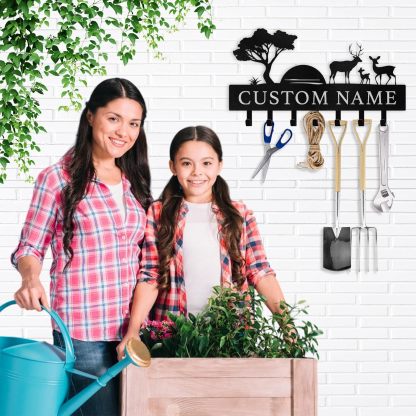 Personalized Polar Deer & Bear Key Holder on Wall | Wall-Mounted Key Organizer Rack-MetalsignX