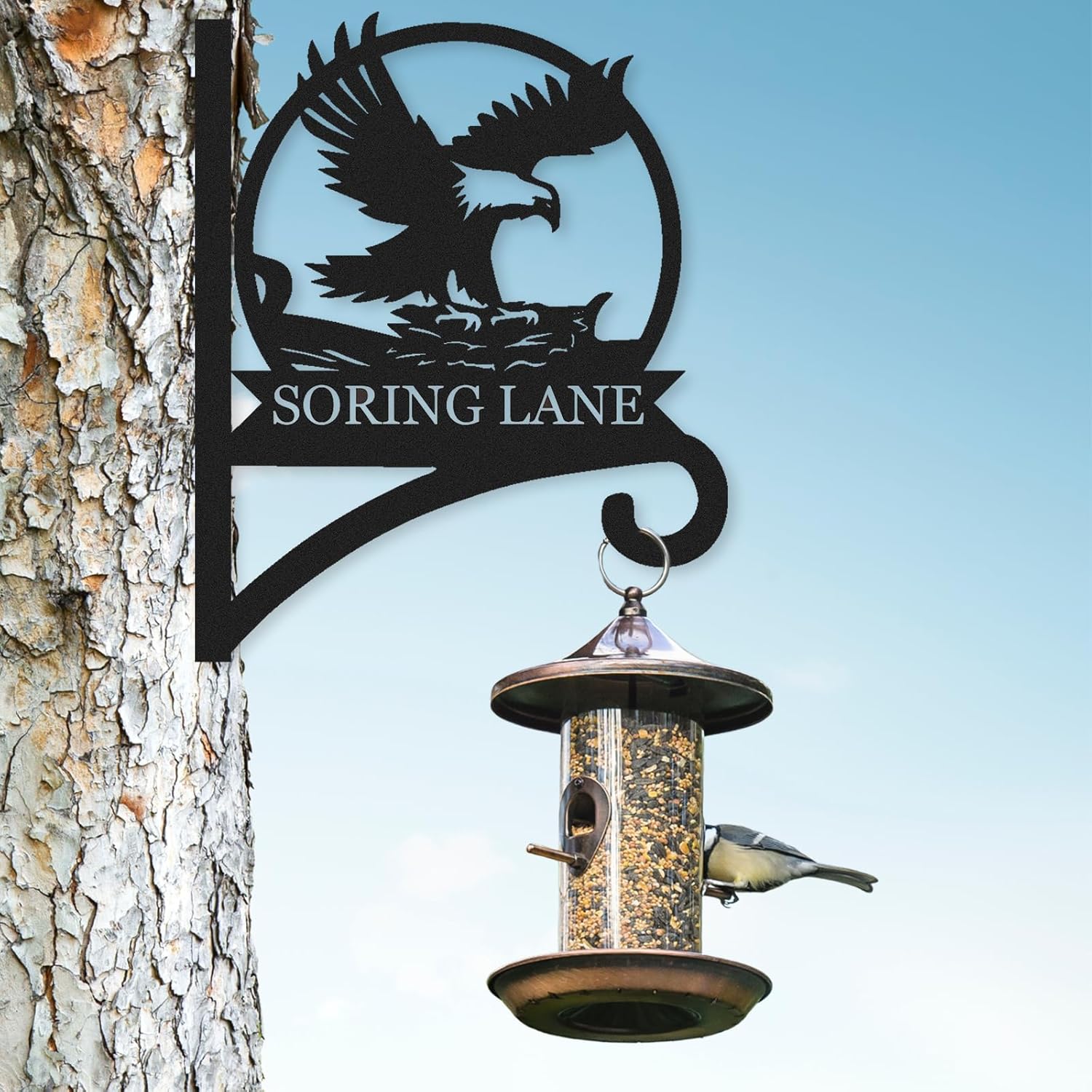 Personalized Iron Hanging Plant Bracket, Customizable Decorative Wall Plant Hanger Indoor Outdoor, Custom Name Bird Feeder Hook, Anti Rust Metal Hook for Wind Chimes Lantern