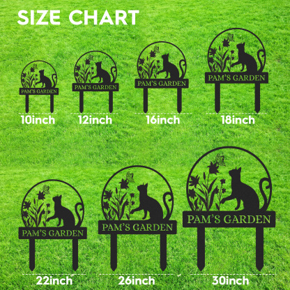 Custom Cat and Dog Garden Sign, Personalized Round Butterfly Floral Yard Stake, Custom Name Outdoor Decor for Flower Beds or Memorial Use