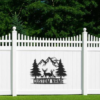 Horse Metal Wall Art with Custom Name, Mountain Scene with Trees and River, Personalized Farmhouse or Cabin Decor