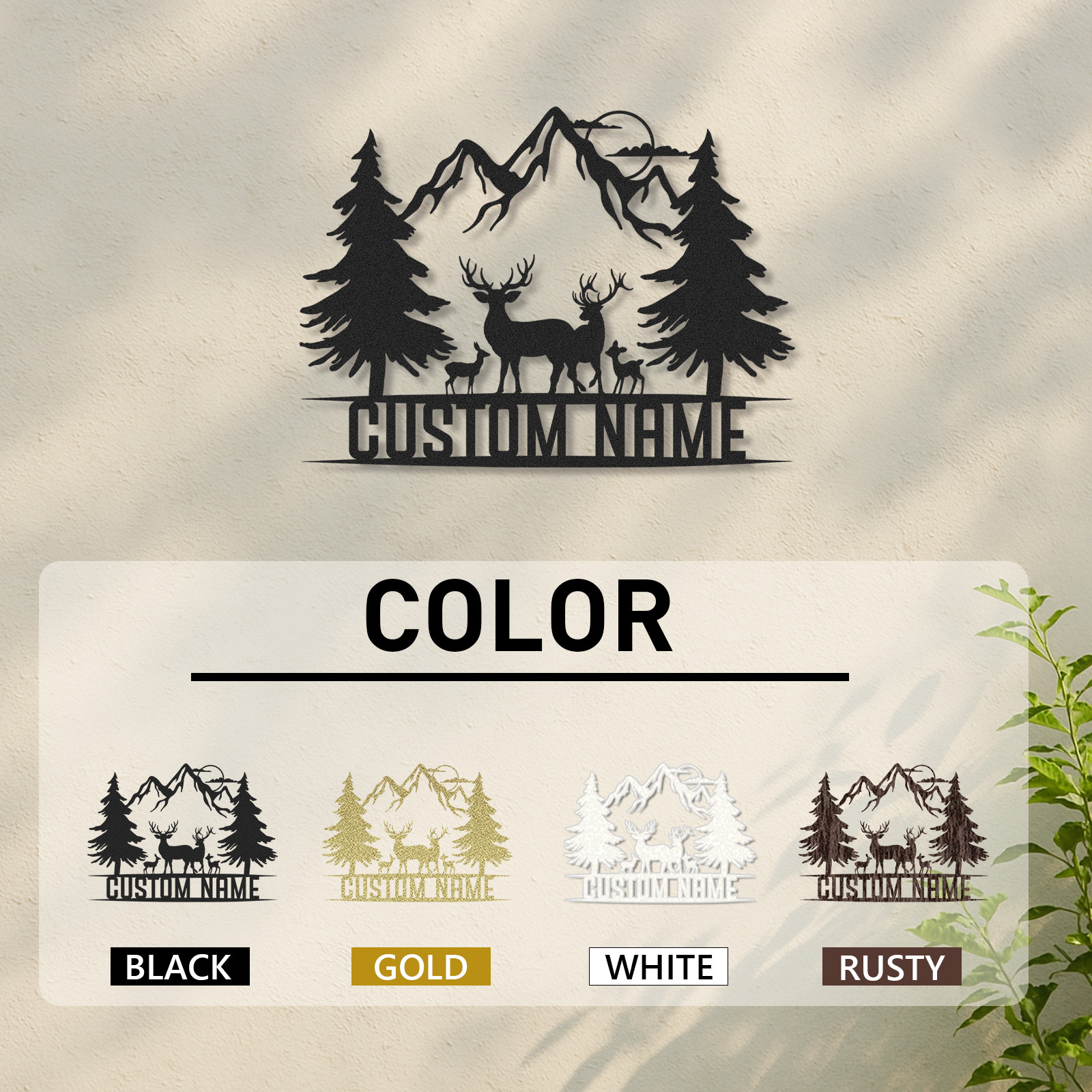 Horse Metal Wall Art with Custom Name, Mountain Scene with Trees and River, Personalized Farmhouse or Cabin Decor