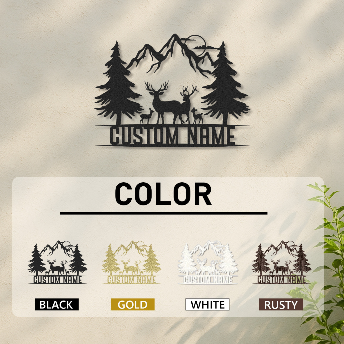 Horse Metal Wall Art with Custom Name, Mountain Scene with Trees and River, Personalized Farmhouse or Cabin Decor