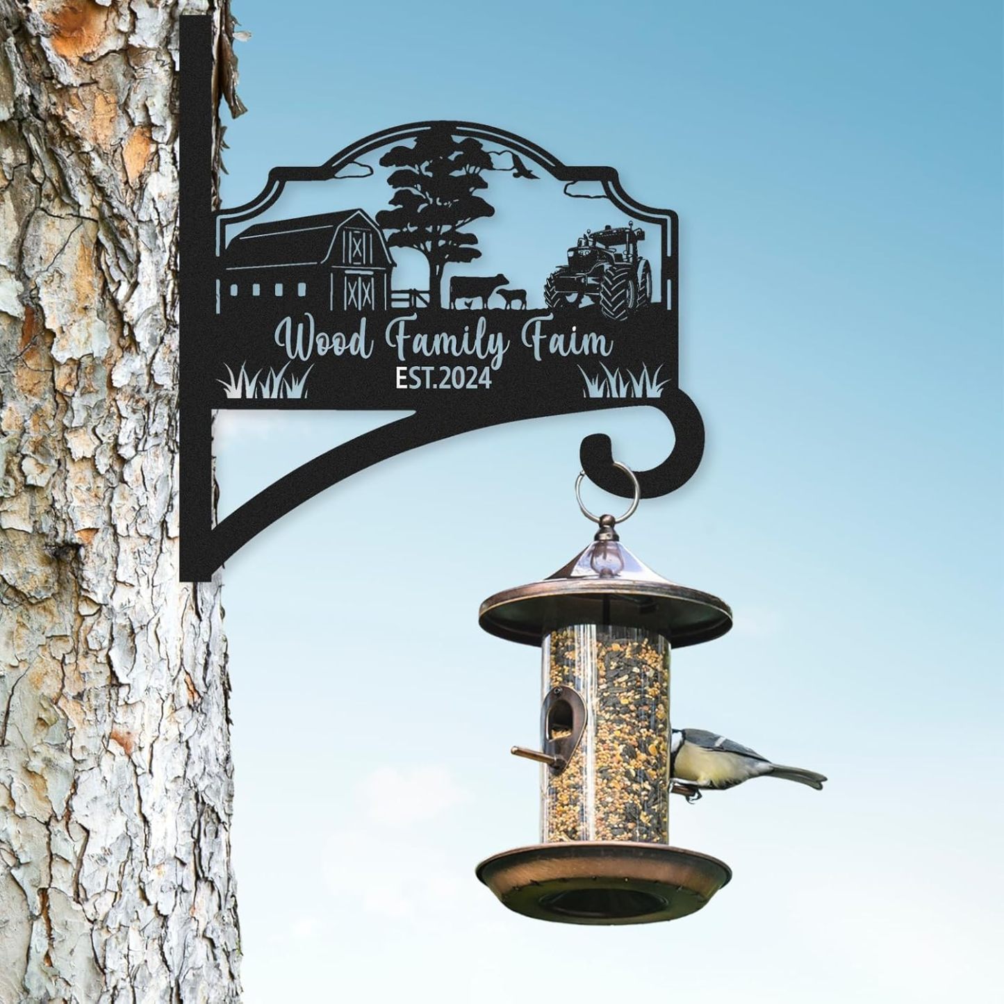 Personalized Iron Hanging Plant Bracket, Customizable Decorative Wall Plant Hanger Indoor Outdoor, Custom Name Bird Feeder Hook, Anti Rust Metal Hook for Wind Chimes Lantern