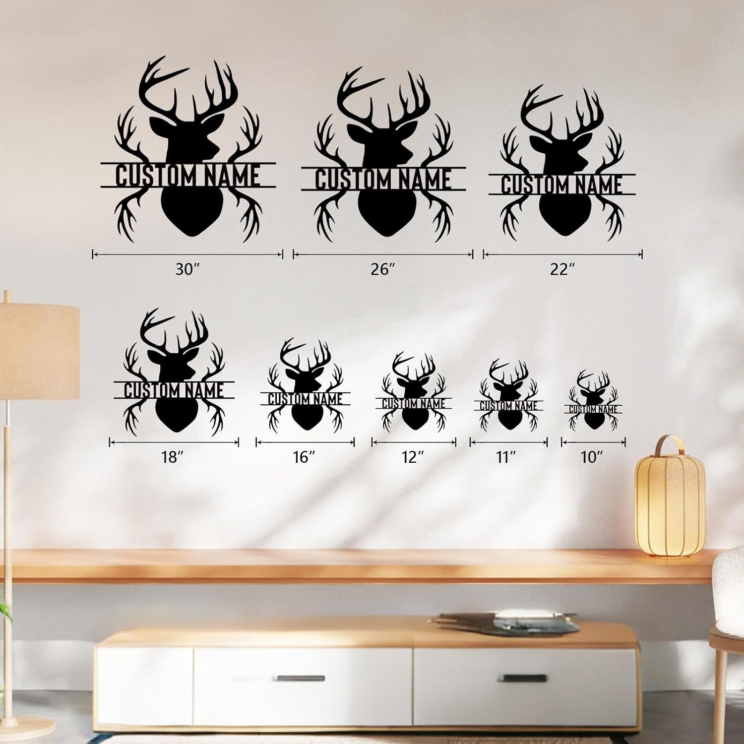 Personalized Metal Name Sign, Deer Antlers Monogram, Family Last Name Wall Art, Rustic Home & Wedding Gifts-MetalsignX