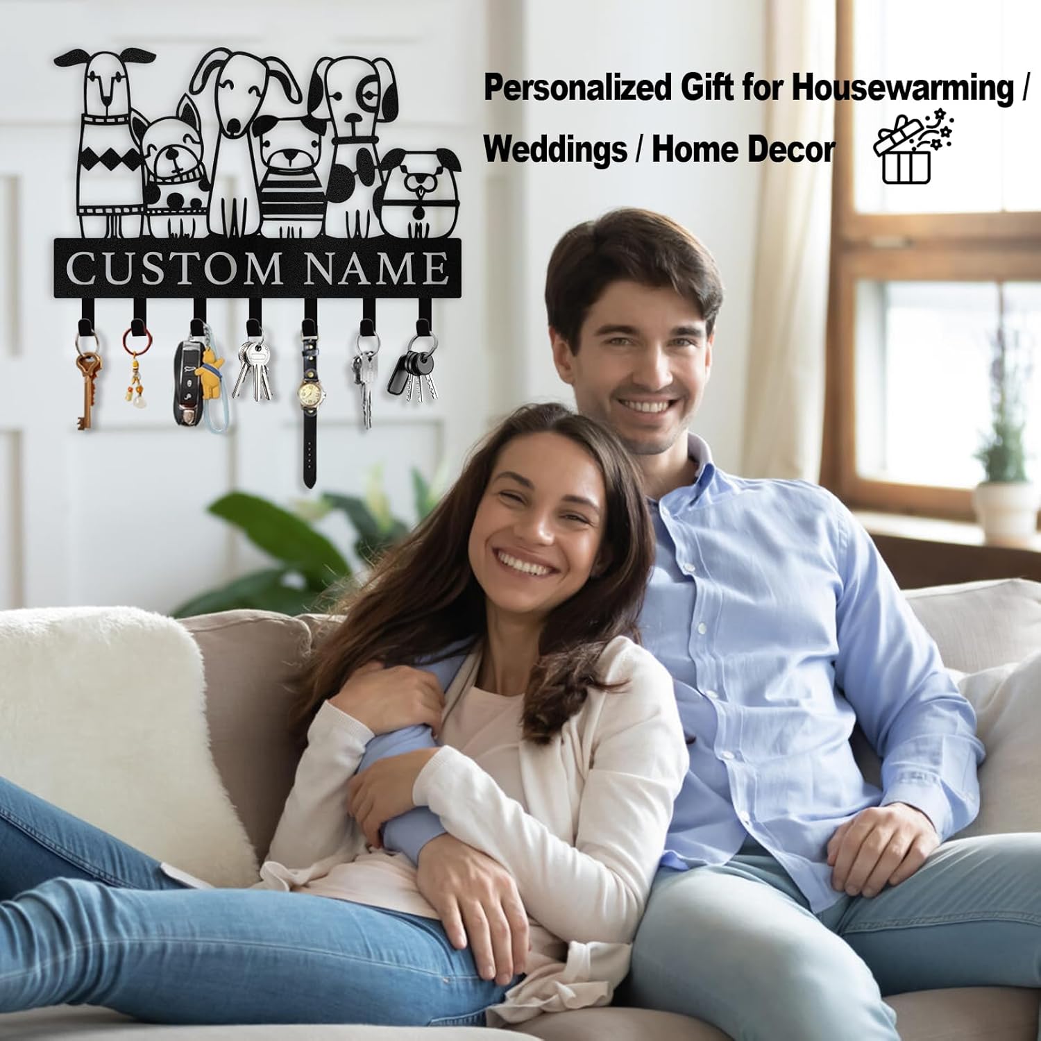 Custom Metal Key Rack for Pet Lovers, Dog Pack Key Holder-MetalsignX