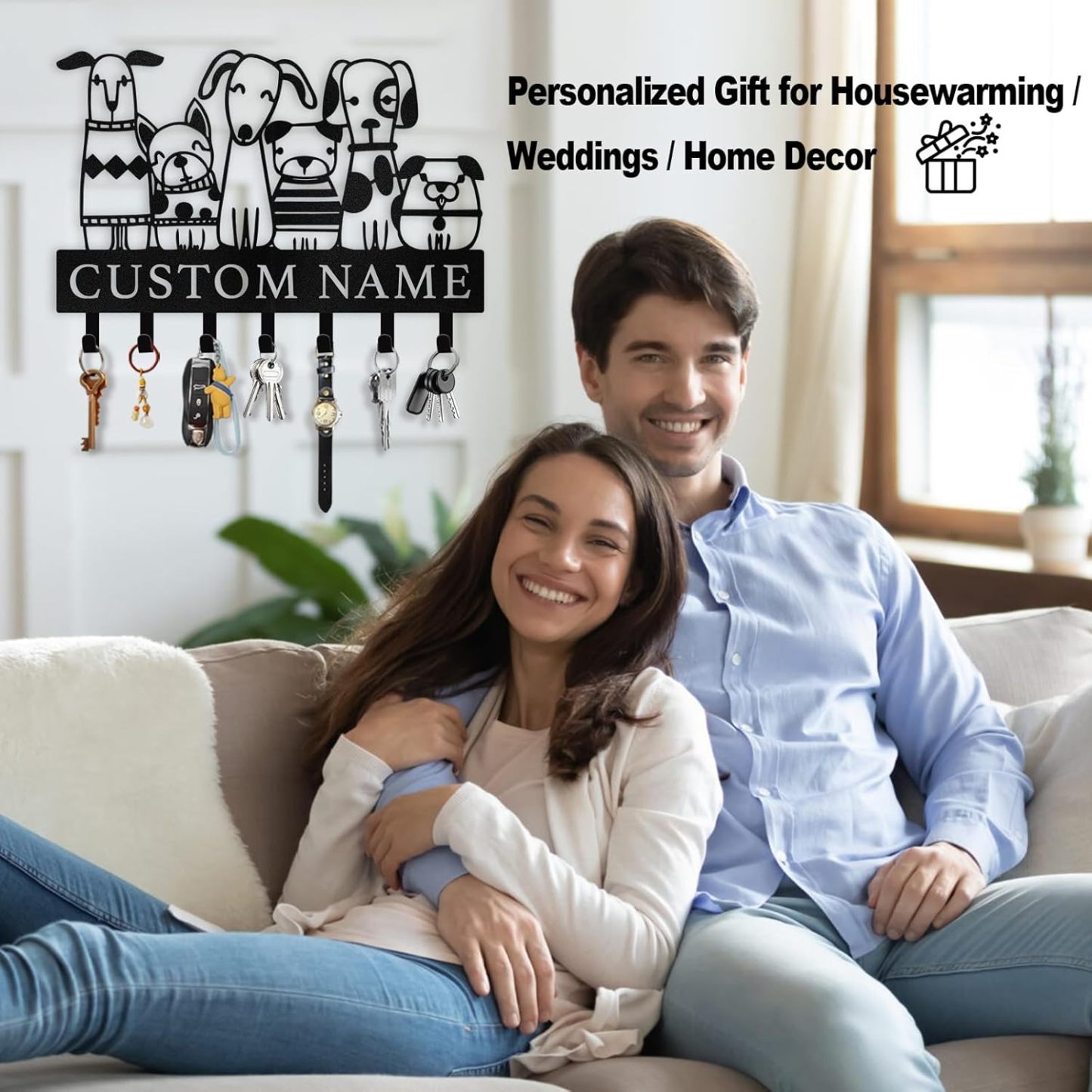 Custom Metal Key Rack for Pet Lovers, Dog Pack Key Holder-MetalsignX