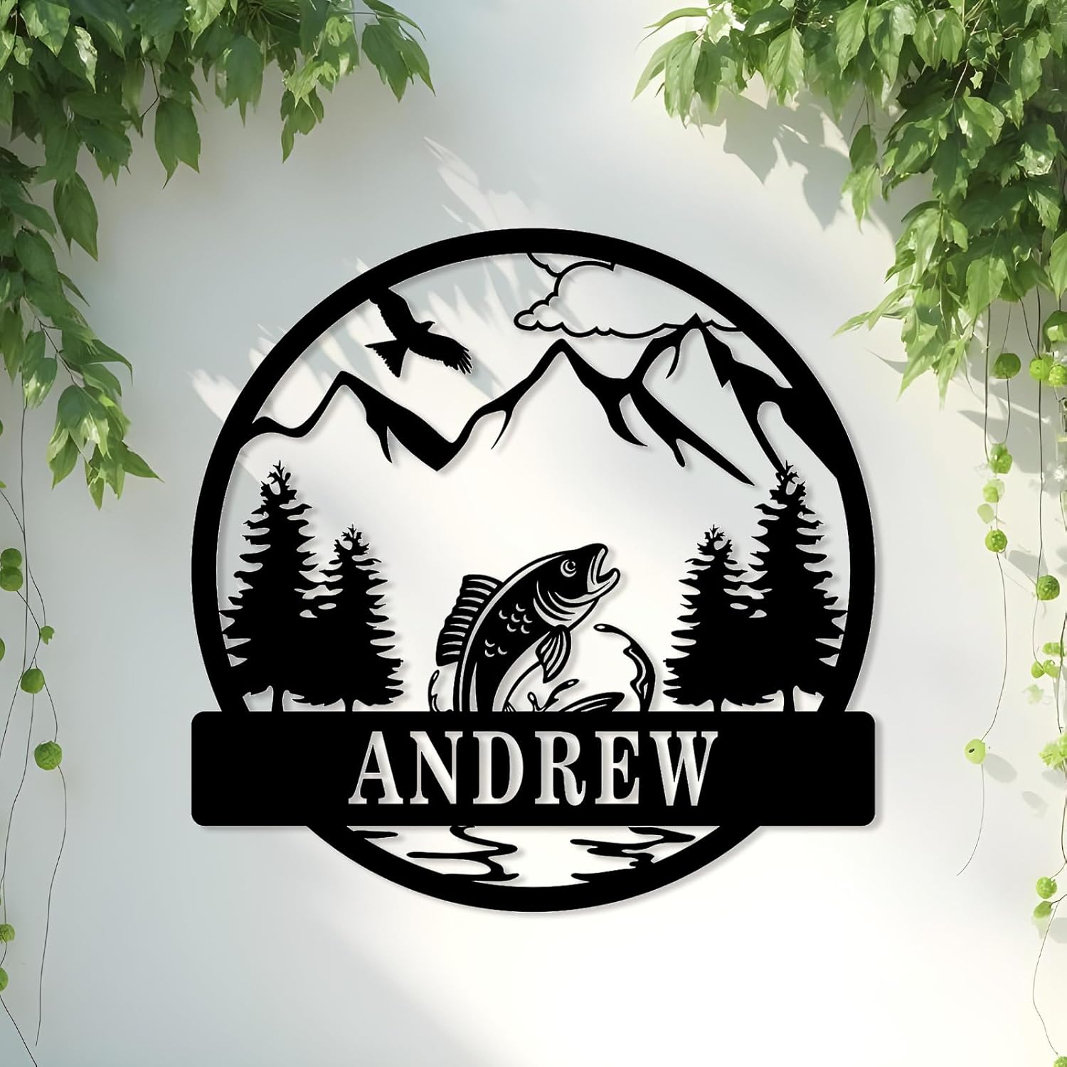 Personalized Largemouth Bass Metal Sign, Custom Fishing Last Name Sign for Home, Fish Family Signs Wall Decor-MetalsignX