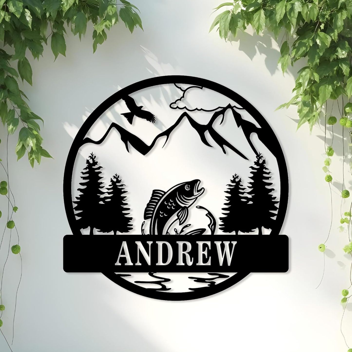 Personalized Largemouth Bass Metal Sign, Custom Fishing Last Name Sign for Home, Fish Family Signs Wall Decor-MetalsignX