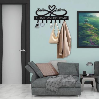 Personalized Key Holder Wall Mounted, Custom Couple's Name Metal Key Holder for Wall-MetalsignX