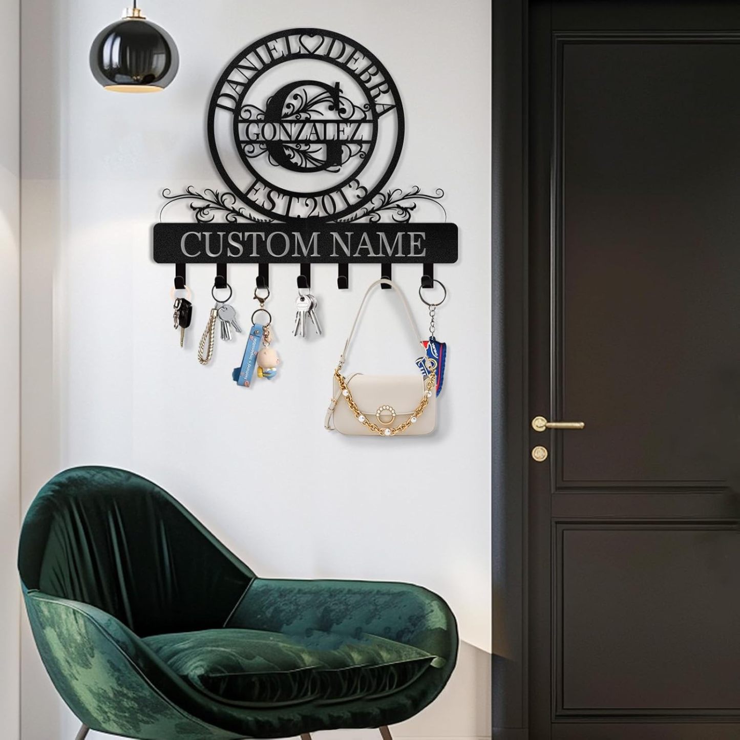 Personalized Key Holder for Wall, Custom Forest Deer Coat Rack Wall Hanging-MetalsignX