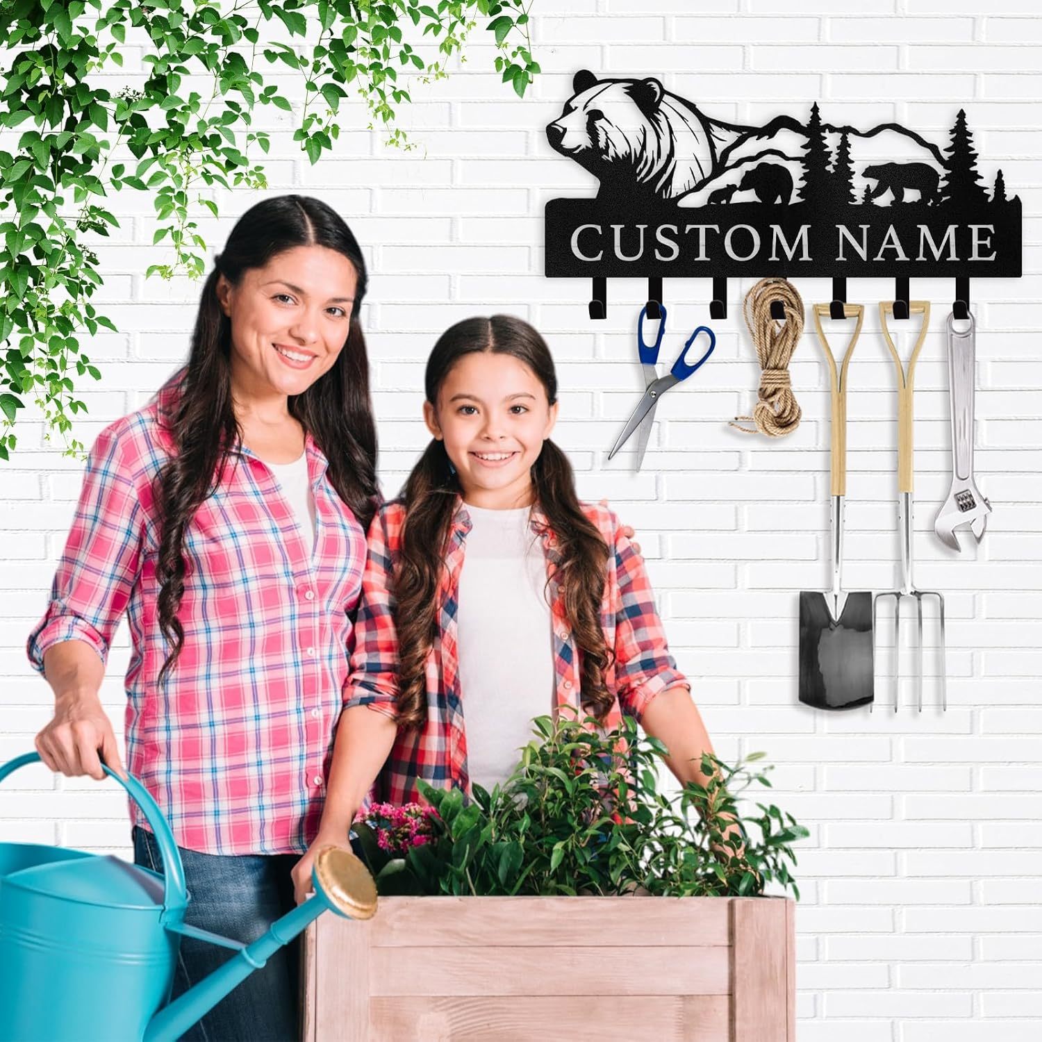 Personalized Polar Deer & Bear Key Holder on Wall | Wall-Mounted Key Organizer Rack-MetalsignX