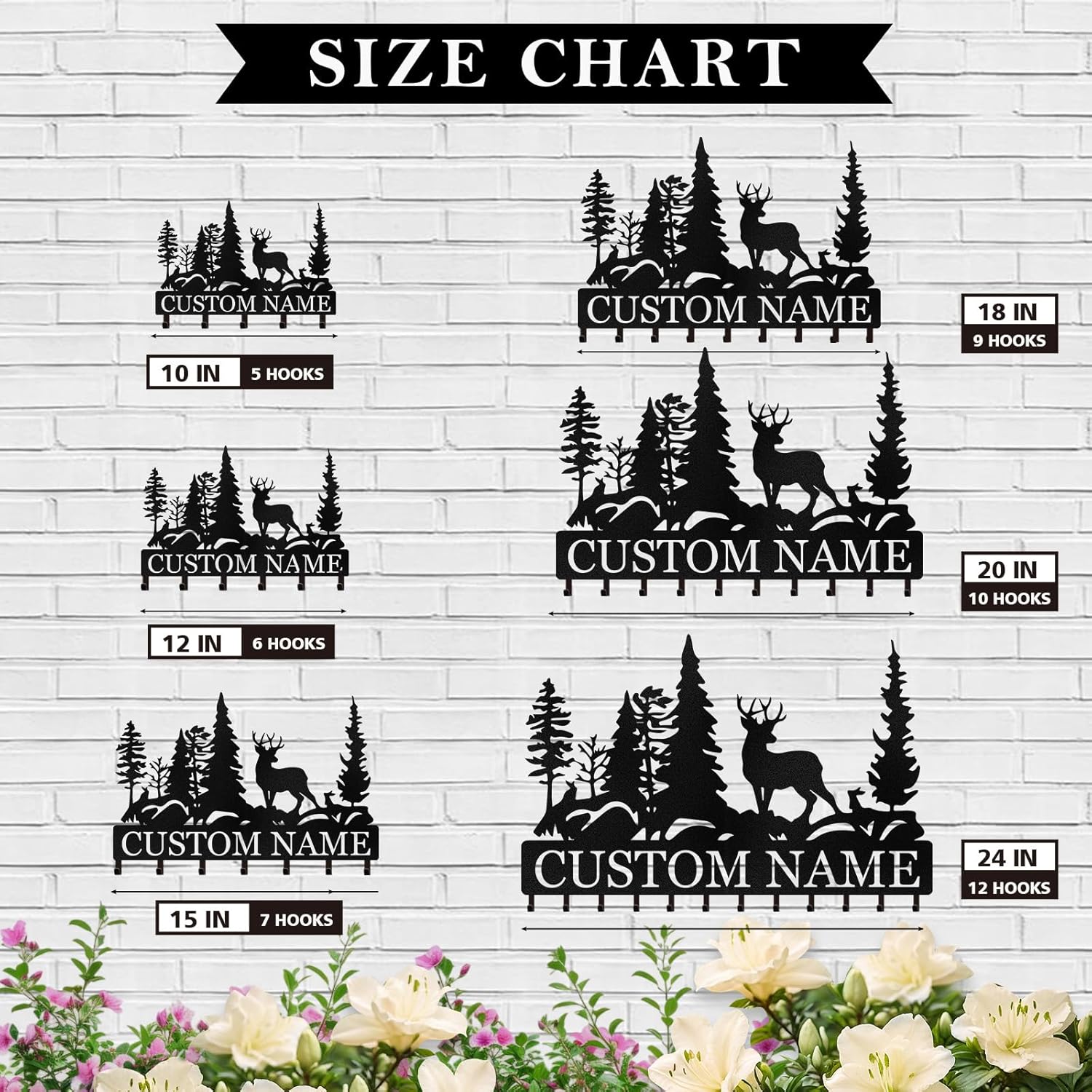 Personalized Key Holder for Wall, Custom Forest Deer Coat Rack Wall Hanging-MetalsignX