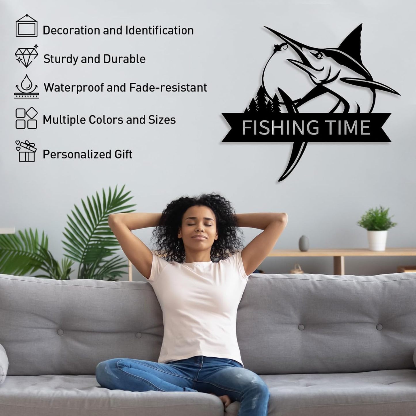 Personalized Largemouth Bass Metal Sign, Custom Fishing Last Name Sign for Home, Fish Family Signs Wall Decor-MetalsignX