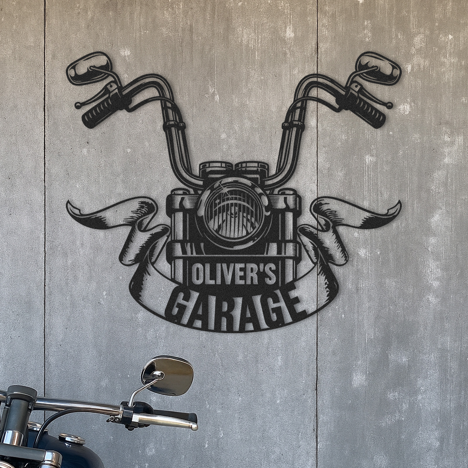 Custom Motorcycle Garage Metal Sign, Personalized Biker Name Wall Art for Garage, Man Cave, Workshop, Motorbike Rider Gift, Father's Day Custom Garage Decor