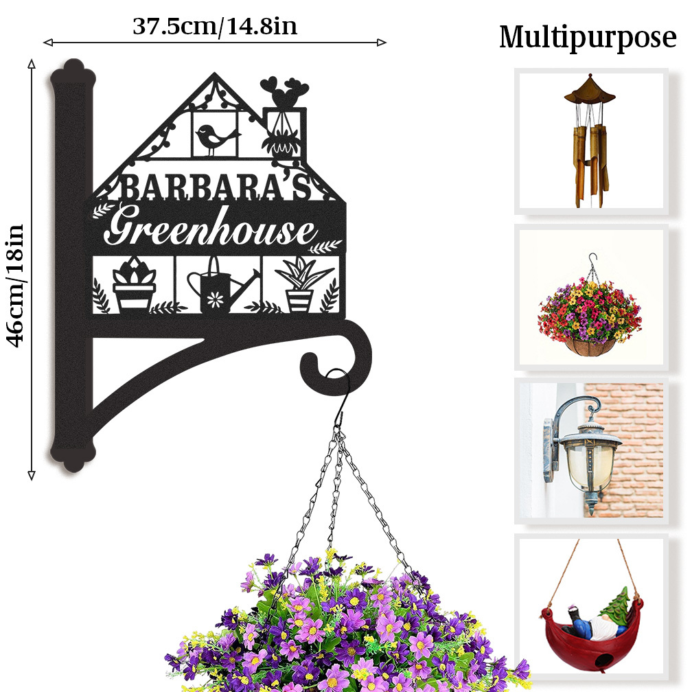 Custom Greenhouse Plant Hanger Wall Bracket, Personalized Garden Hook for Hanging Flower Pots, Watering Cans, Tools, Plant Basket, Outdoor Garden Decor