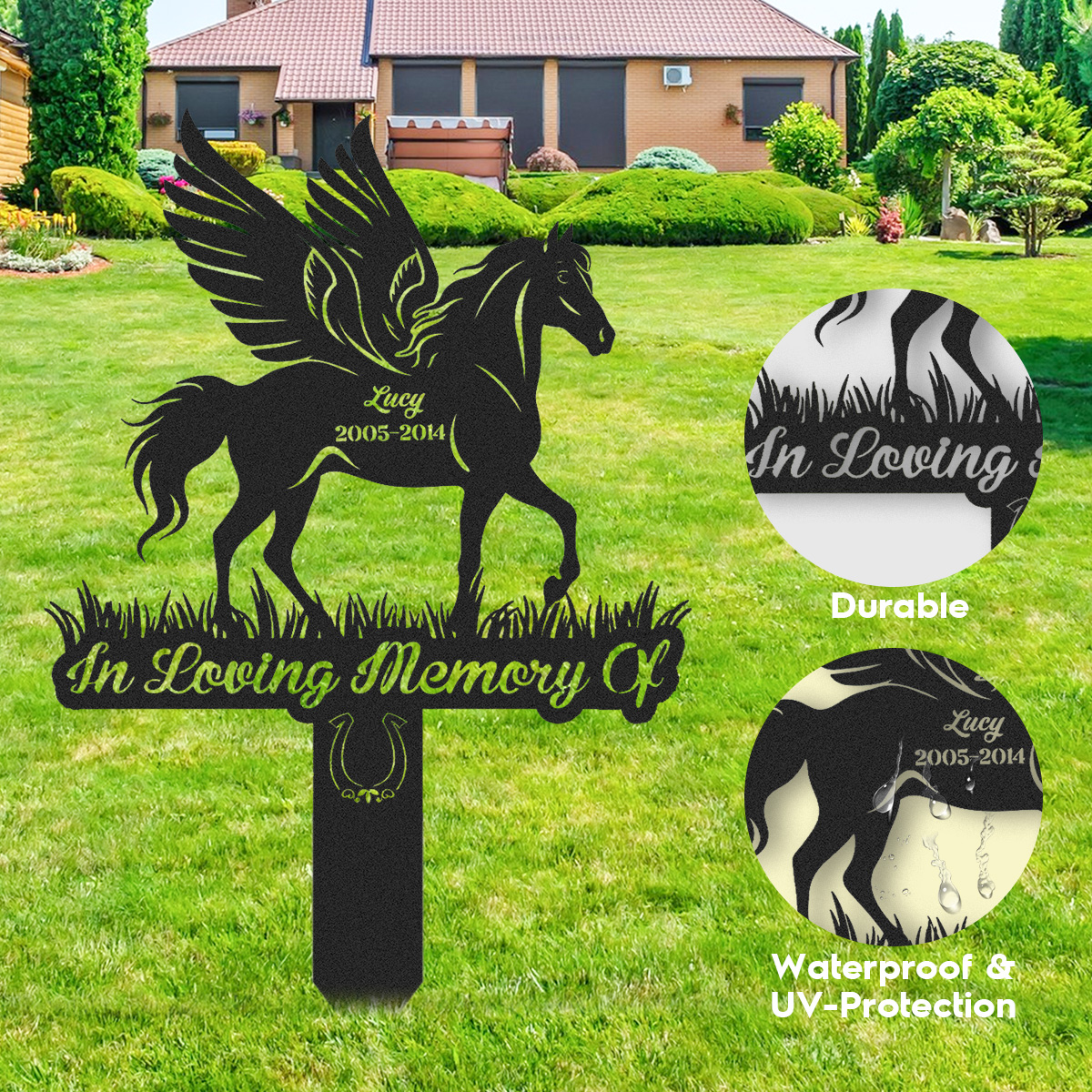 Custom Horse Memorial Stake Sign, Personalized Pet Grave Markers Sign, Horse Sign With Stake, Pet Loss Gift