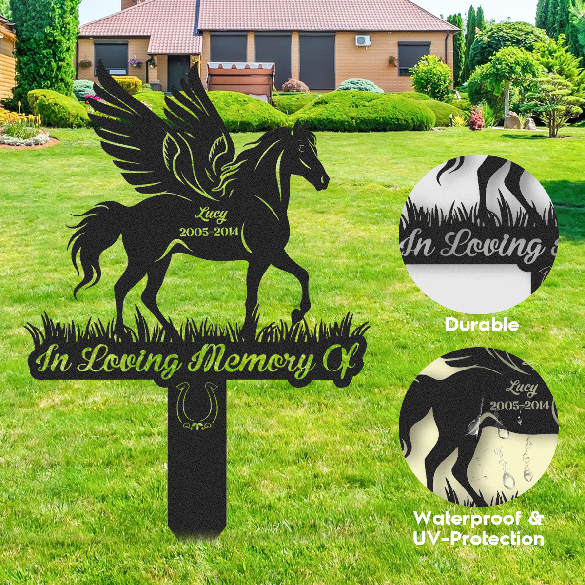 Custom Horse Memorial Stake Sign, Personalized Pet Grave Markers Sign, Horse Sign With Stake, Pet Loss Gift