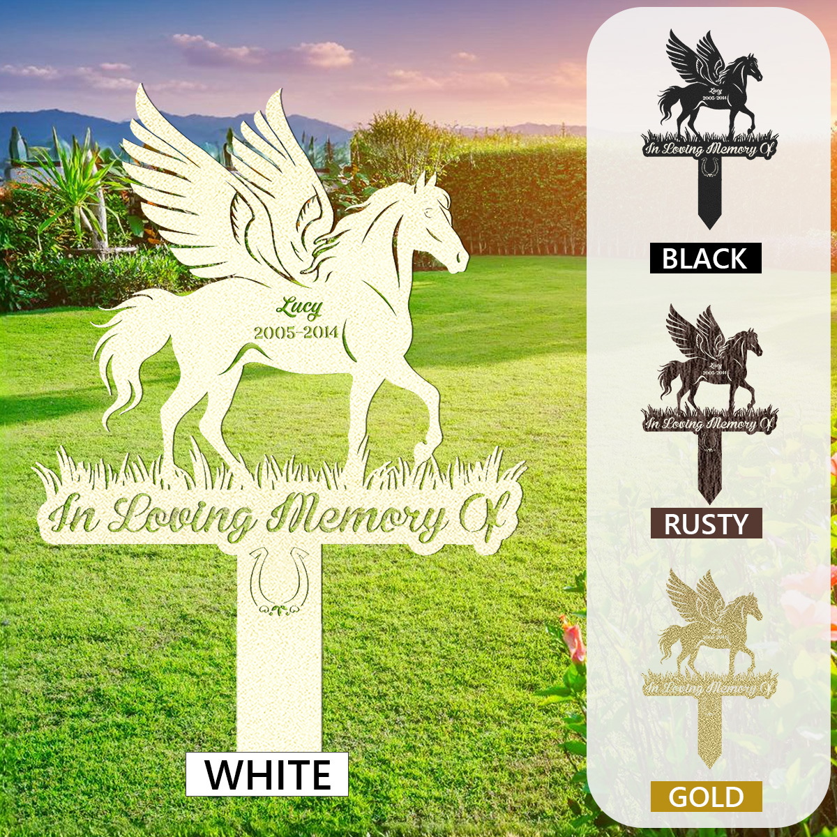 Custom Horse Memorial Stake Sign, Personalized Pet Grave Markers Sign, Horse Sign With Stake, Pet Loss Gift