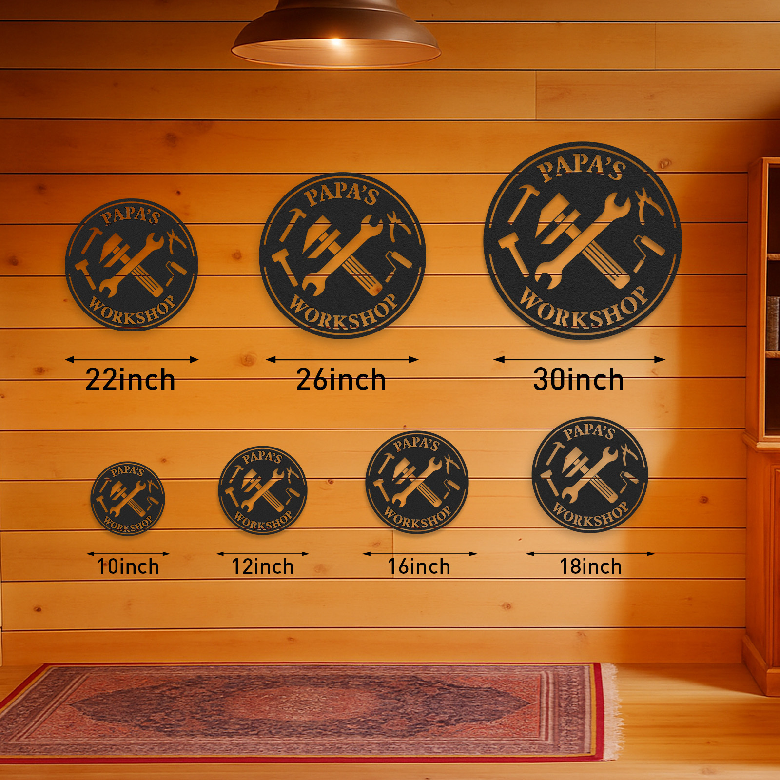 Personalized Papa's Workshop Metal Sign with Tools, Custom Garage Wall Decor for Grandpa, Dad or Him, Unique Gift for Father's Day or Birthday