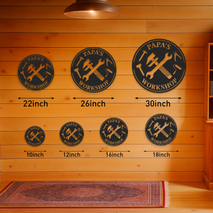 Personalized Papa's Workshop Metal Sign with Tools, Custom Garage Wall Decor for Grandpa, Dad or Him, Unique Gift for Father's Day or Birthday