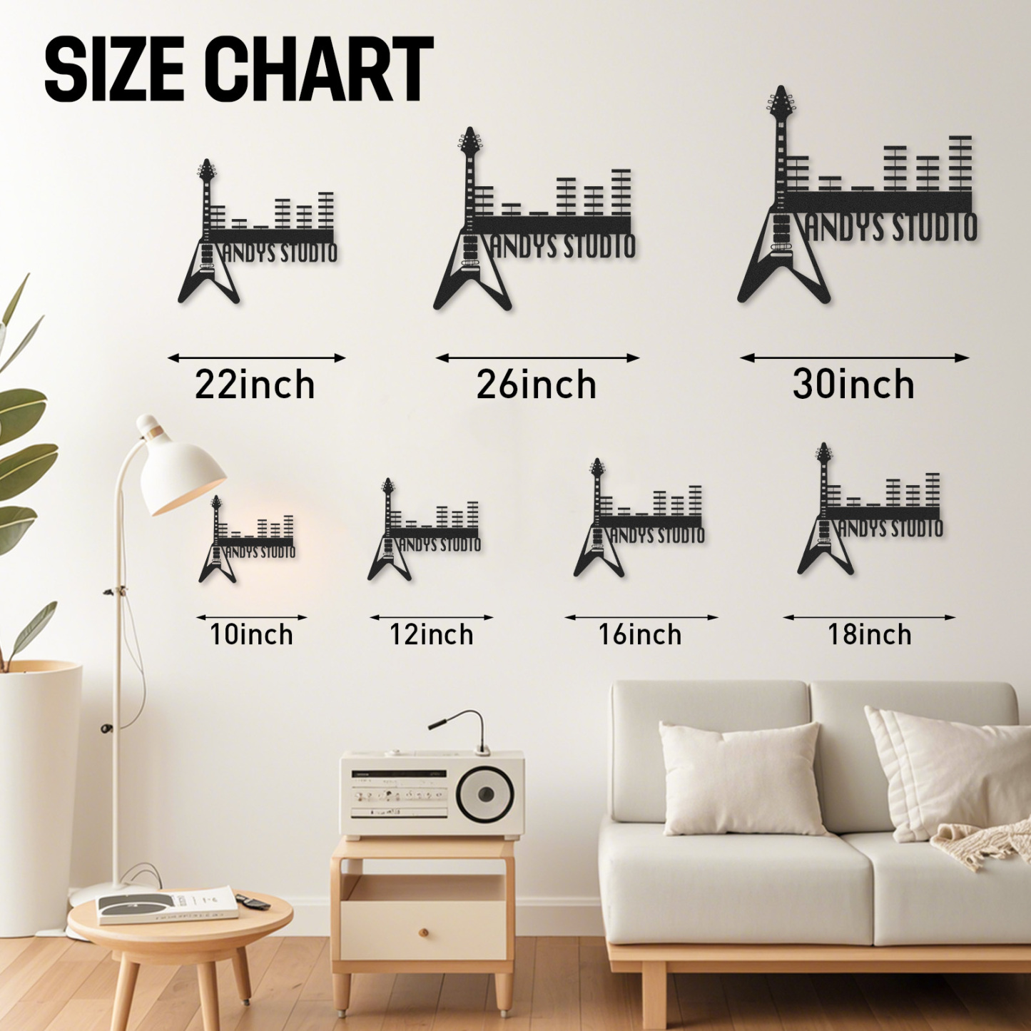 Personalized Guitar Studio Metal Sign, Custom Music Wall Art with Equalizer Bars, Rock Music Room Decor Gift