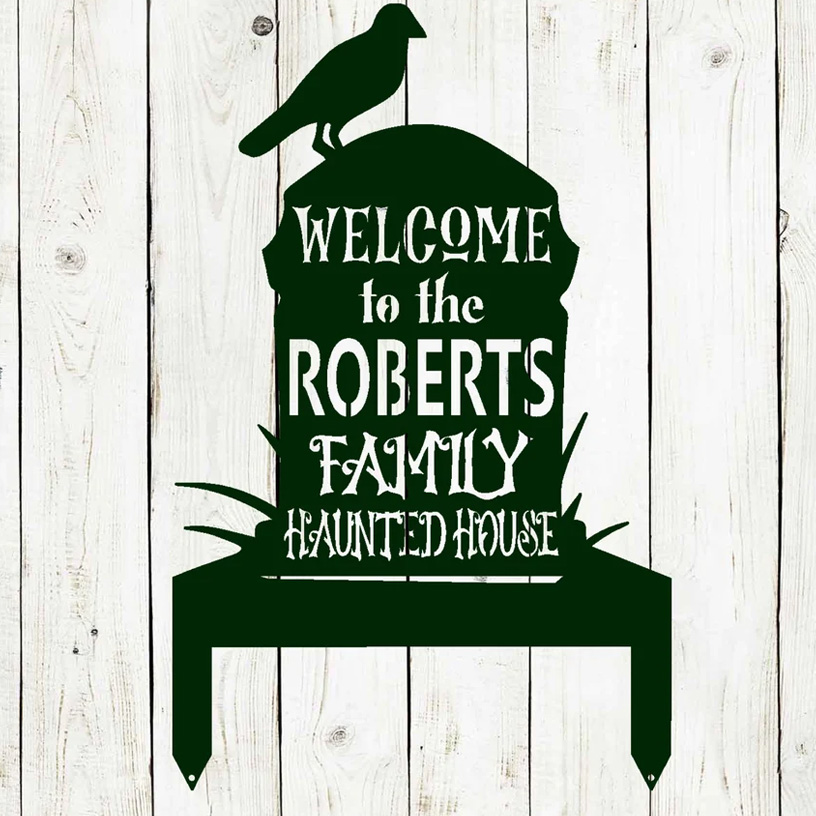 Gravestone Custom Family Name Metal Sign, Halloween, Halloween Sign, Custom Gravestone, Haunted House, Yard Decor, Custom Halloween, Spooky