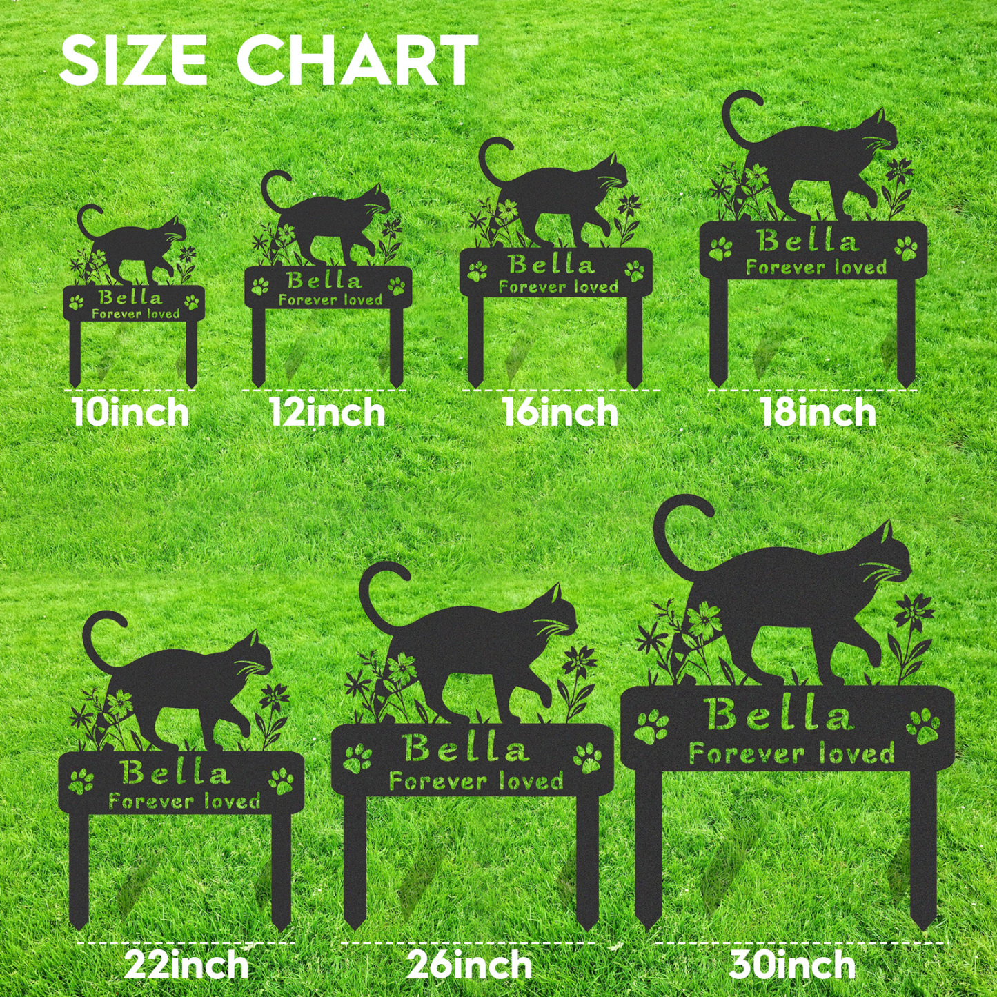 [Copy]Personalized Metal Cat Grave Marker,Cat Memorial Stake with Flowers,Custom Cat Cemetery Stake