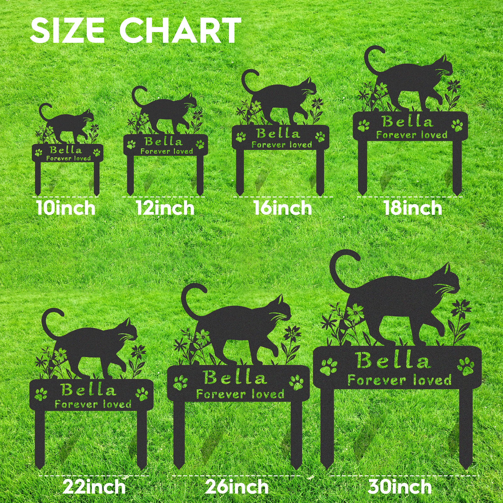 [Copy]Personalized Metal Cat Grave Marker,Cat Memorial Stake with Flowers,Custom Cat Cemetery Stake