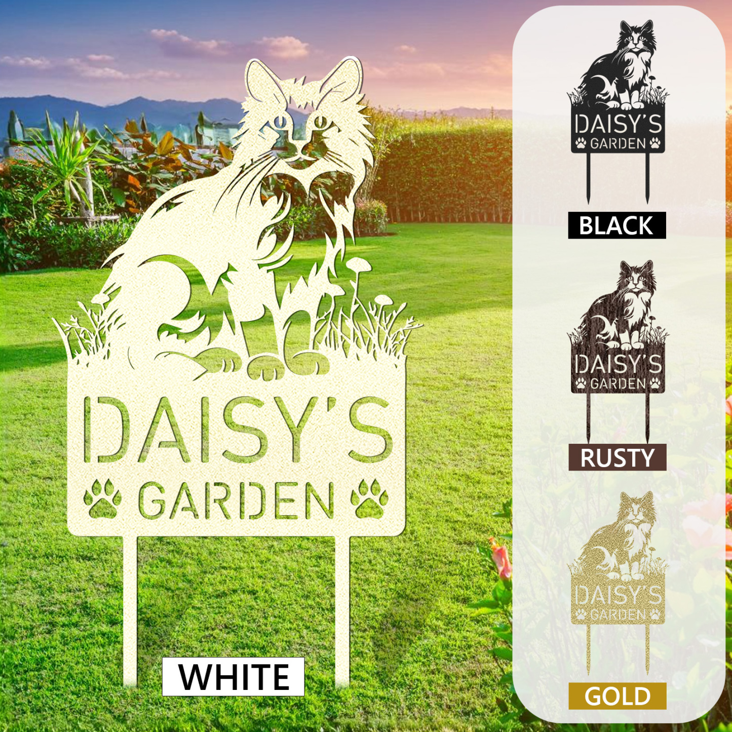 Custom Cat Metal Memorial Garden Stake Personalized Pet Grave Marker Name Sign Remembrance Stake Decor