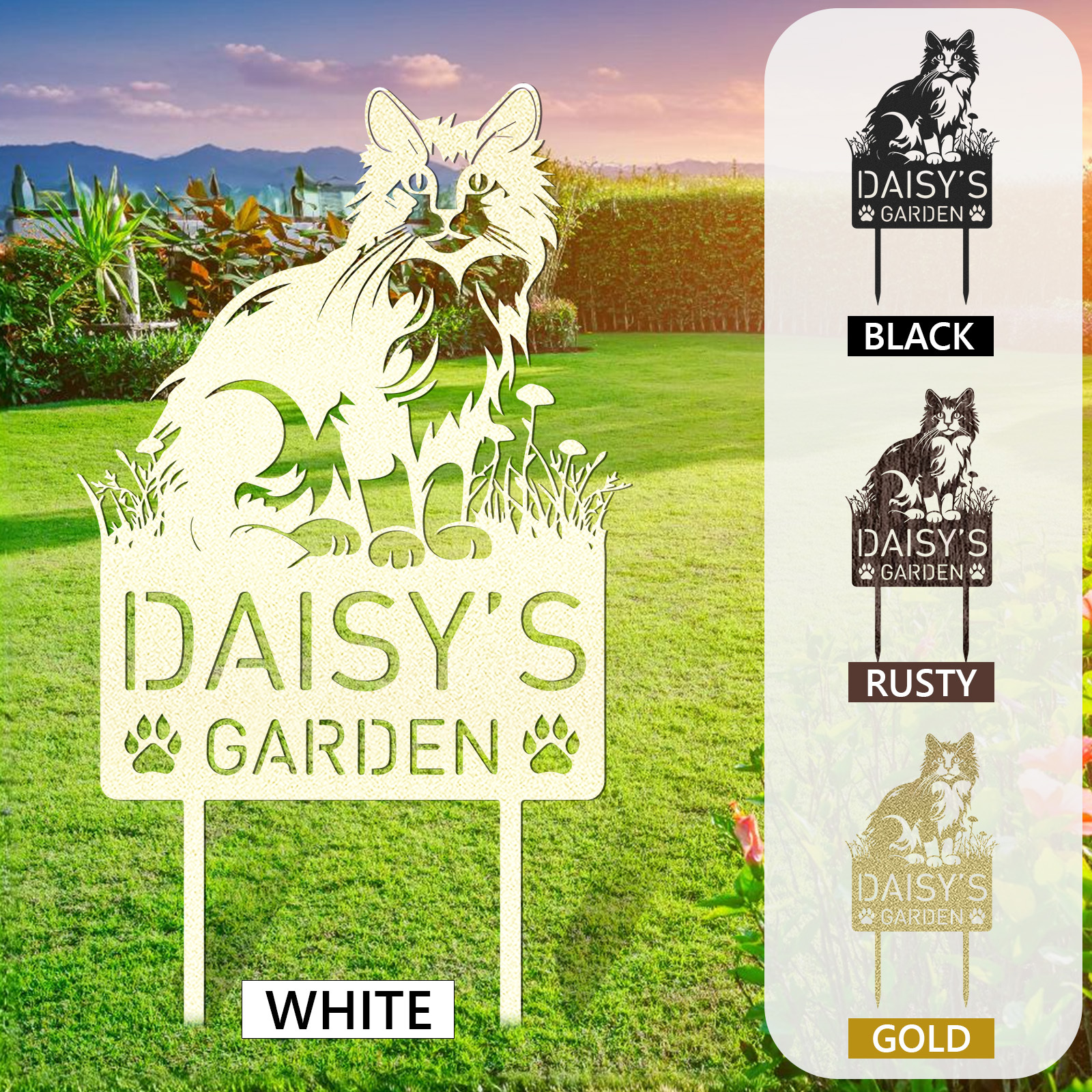 Custom Cat Metal Memorial Garden Stake Personalized Pet Grave Marker Name Sign Remembrance Stake Decor