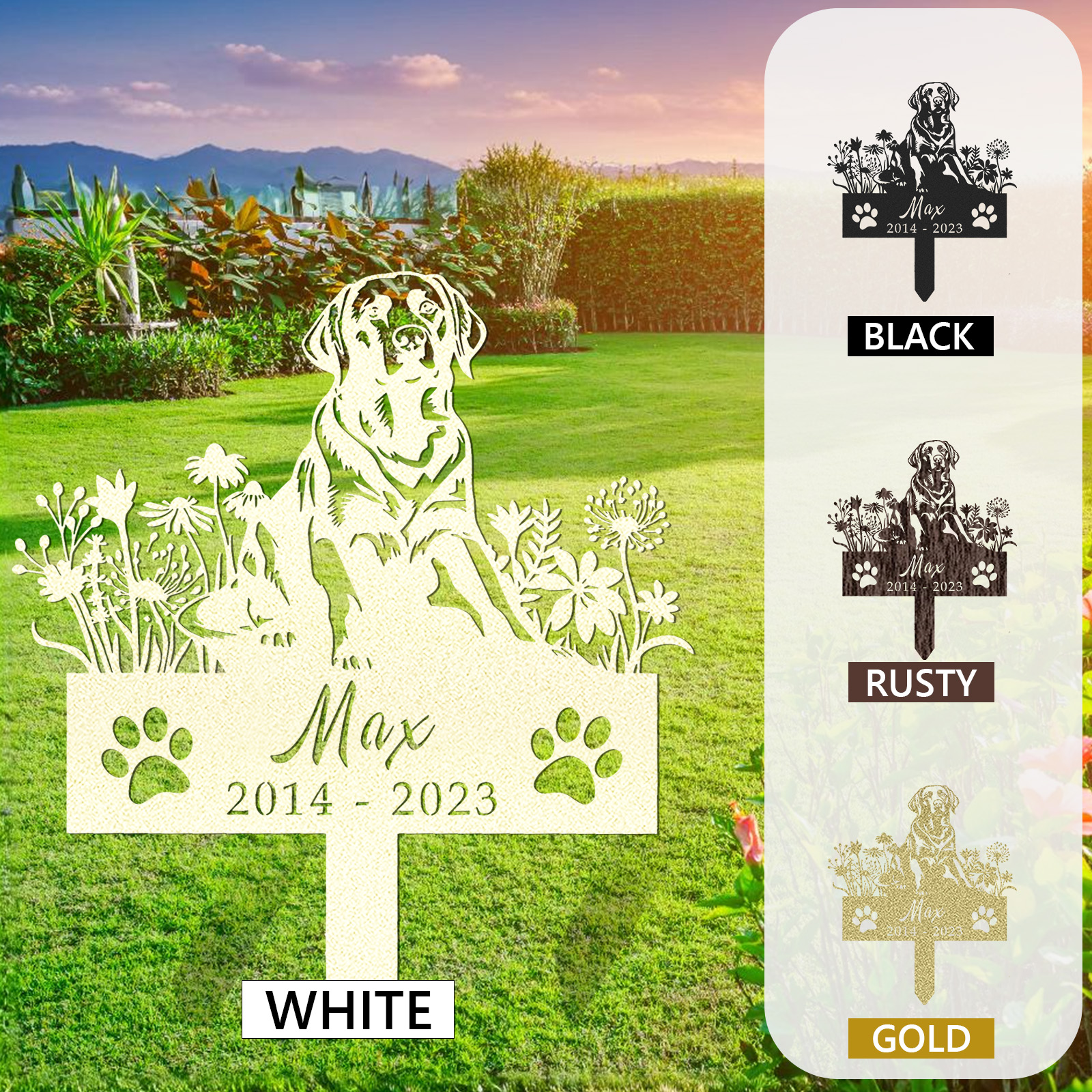 Custom Dog Memorial Stake, Dog Grave Marker, Every Dog Breed Metal Stake, Personalized Dog Garden Sign, Pet Loss Gift, Garden Decor Metal