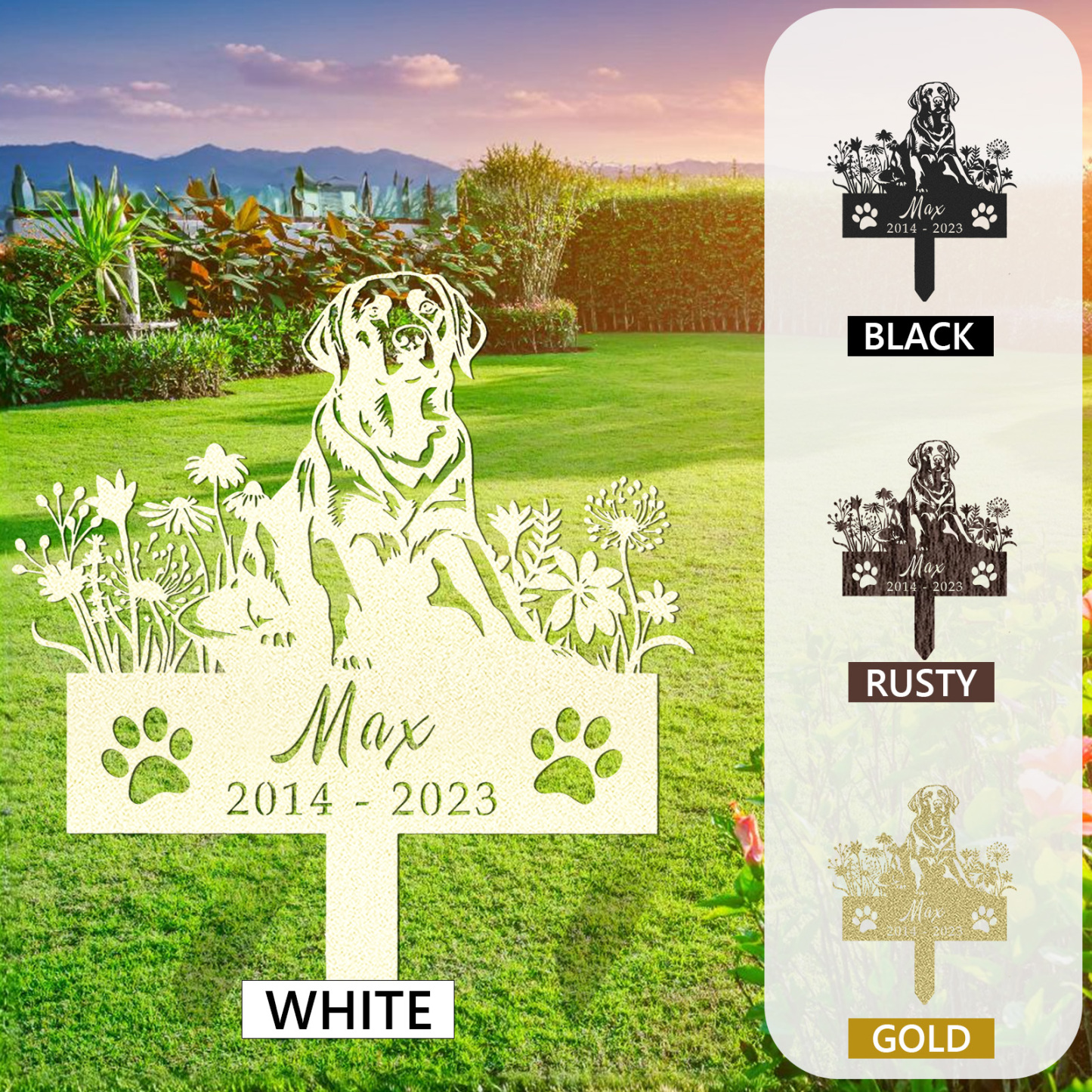 Custom Dog Memorial Stake, Dog Grave Marker, Every Dog Breed Metal Stake, Personalized Dog Garden Sign, Pet Loss Gift, Garden Decor Metal