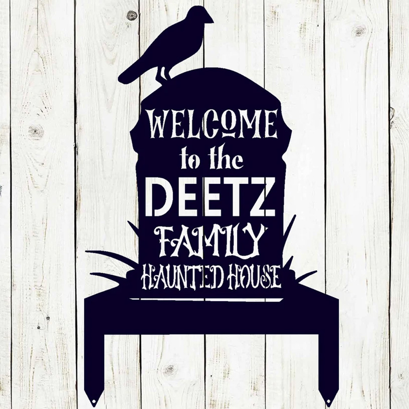 Gravestone Custom Family Name Metal Sign, Halloween, Halloween Sign, Custom Gravestone, Haunted House, Yard Decor, Custom Halloween, Spooky