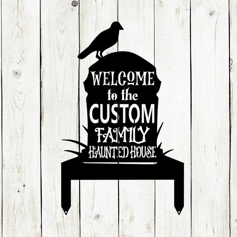 Gravestone Custom Family Name Metal Sign, Halloween, Halloween Sign, Custom Gravestone, Haunted House, Yard Decor, Custom Halloween, Spooky