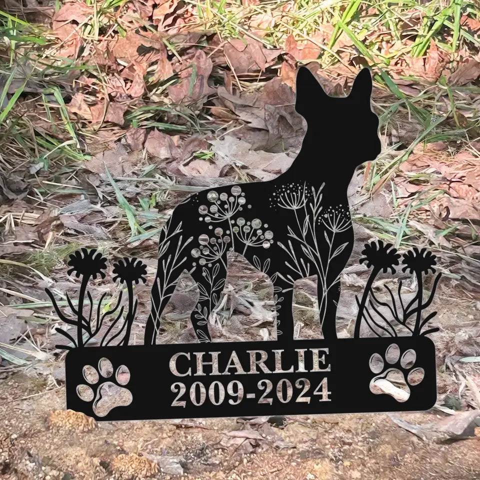 Custom Pet Memorial Garden Stake, Personalized Golden Retriever Silhouette Grave Marker with Name and Years, Outdoor Tribute Sign for Beloved Pets