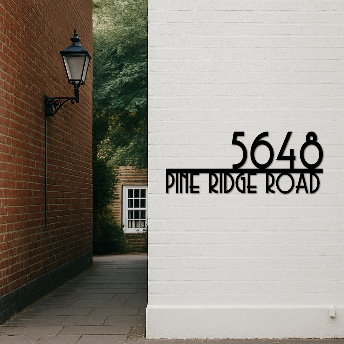 Mid Century Modern Metal House Number Sign, Retro Style Address Plaque with Street Name, Custom MCM House Number Wall Decor