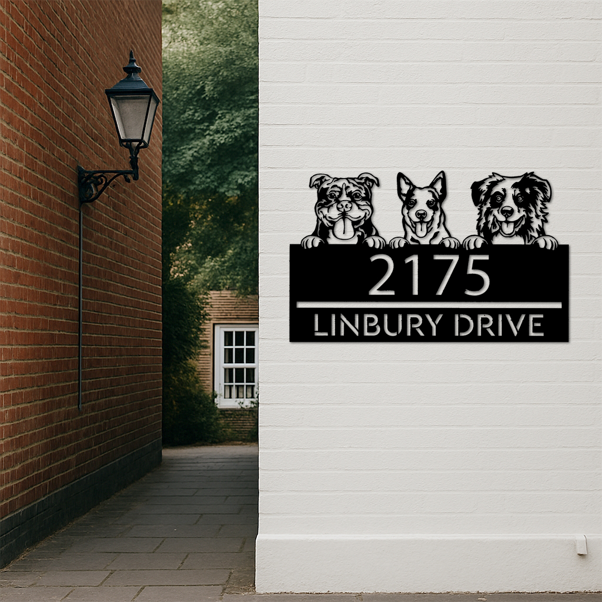 Personalized peeking dogs, puppy Metal Address Sign House number Hanging Address Plaque Yard Sign Outdoor decor Garden Stake