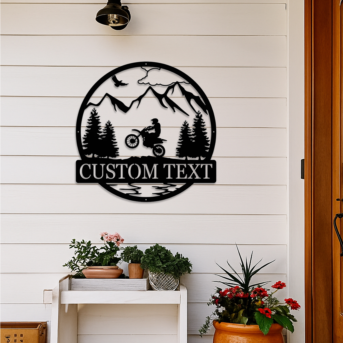 Personalized Dirt Bike Outdoor Metal Wall Art, Motocross Decor Dirt Bike Decor, Biker Name Metal Sign