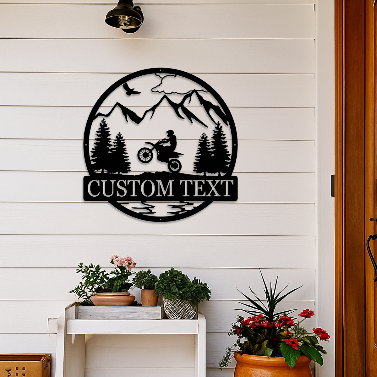 Personalized Dirt Bike Outdoor Metal Wall Art, Motocross Decor Dirt Bike Decor, Biker Name Metal Sign