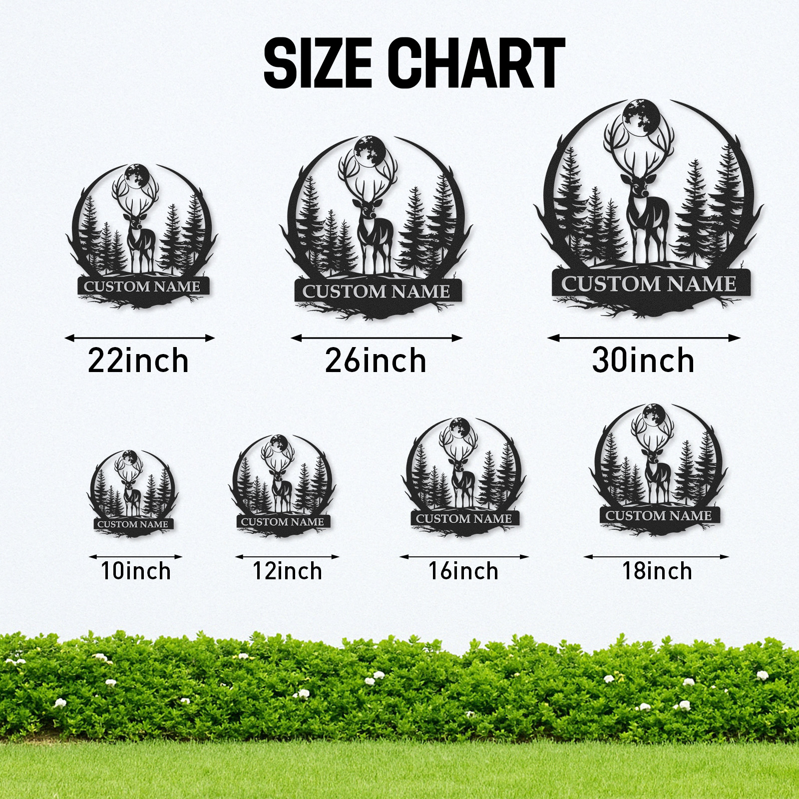 Personalized Deer Metal Cabin Sign, Custom Name Sign for Hunters, Moonlight Forest Scene Wall Art