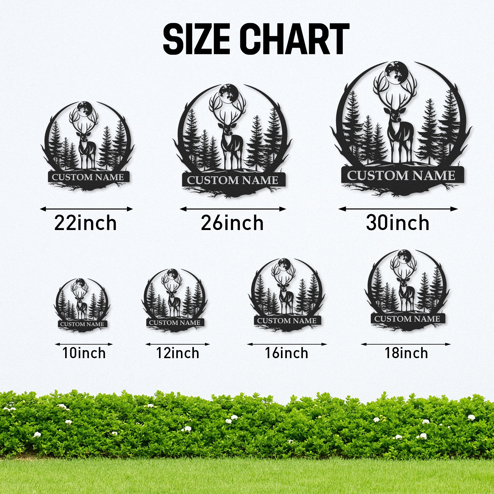 Personalized Deer Metal Cabin Sign, Custom Name Sign for Hunters, Moonlight Forest Scene Wall Art