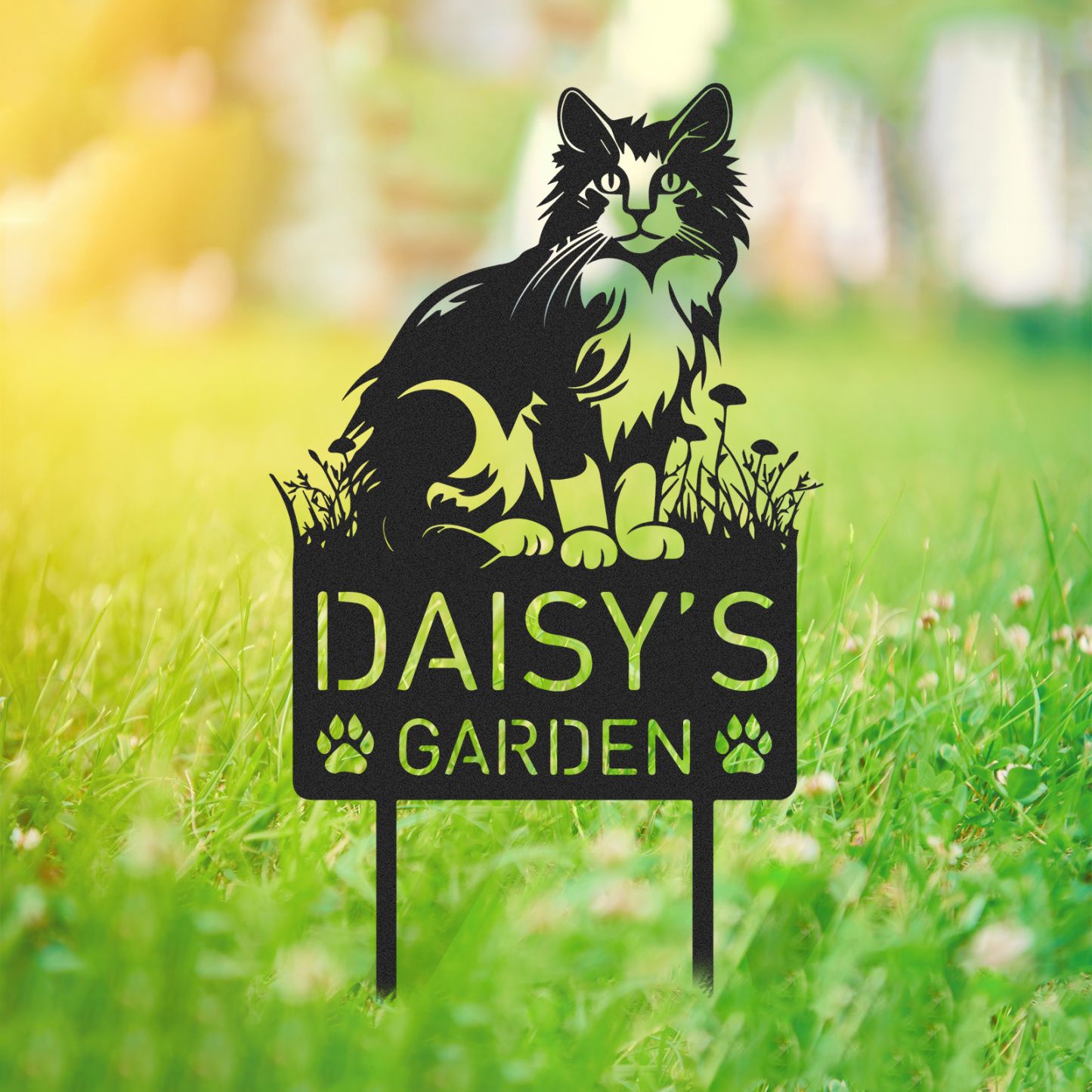 Custom Cat Metal Memorial Garden Stake Personalized Pet Grave Marker Name Sign Remembrance Stake Decor