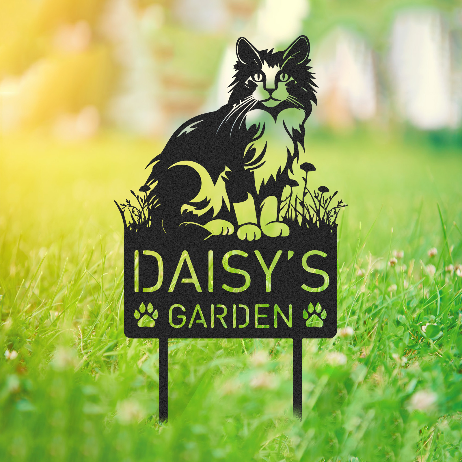 Custom Cat Metal Memorial Garden Stake Personalized Pet Grave Marker Name Sign Remembrance Stake Decor