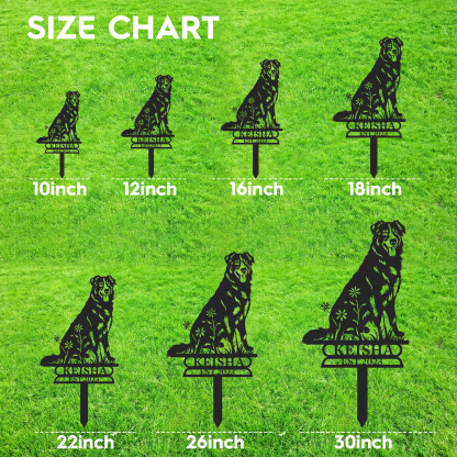 Custom Australian Shepherd Memorial Stake, Personalized Metal Dog Garden Sign, Shepherd Breed Pet Tribute Yard Decor