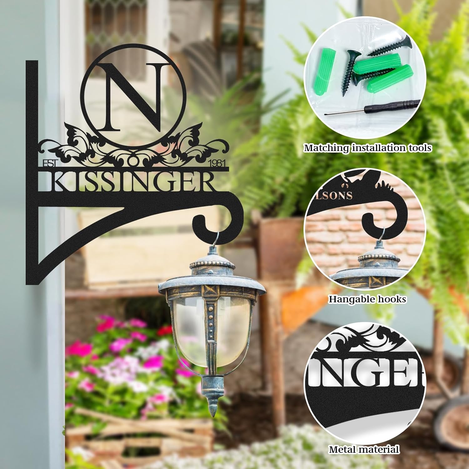 Custom Name Decorative Metal Wall Hook Indoor and Outdoor,Personalized Wall Mounted Hanging Plant Hooks-MetalsignX