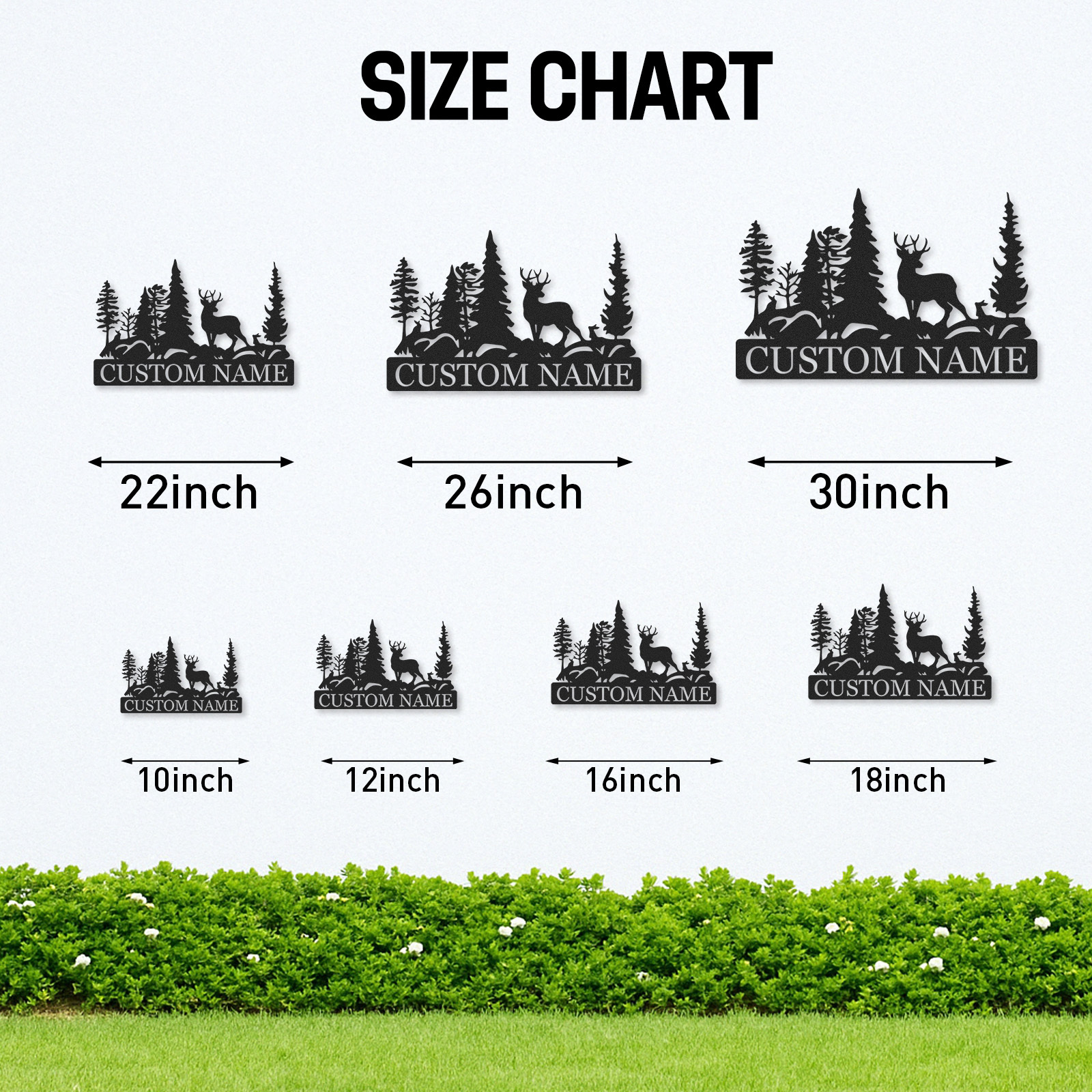 Personalized Forest Deer Metal Sign, Outdoor Nature Scene Wall Decor for Lodge Entryway or Family Cabin