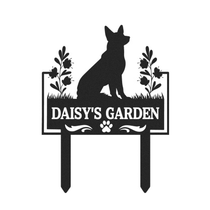 Custom German Shepherd Dog Garden Sign, Personalized Metal Dog Memorial or Name Yard Stake for Outdoor Decor