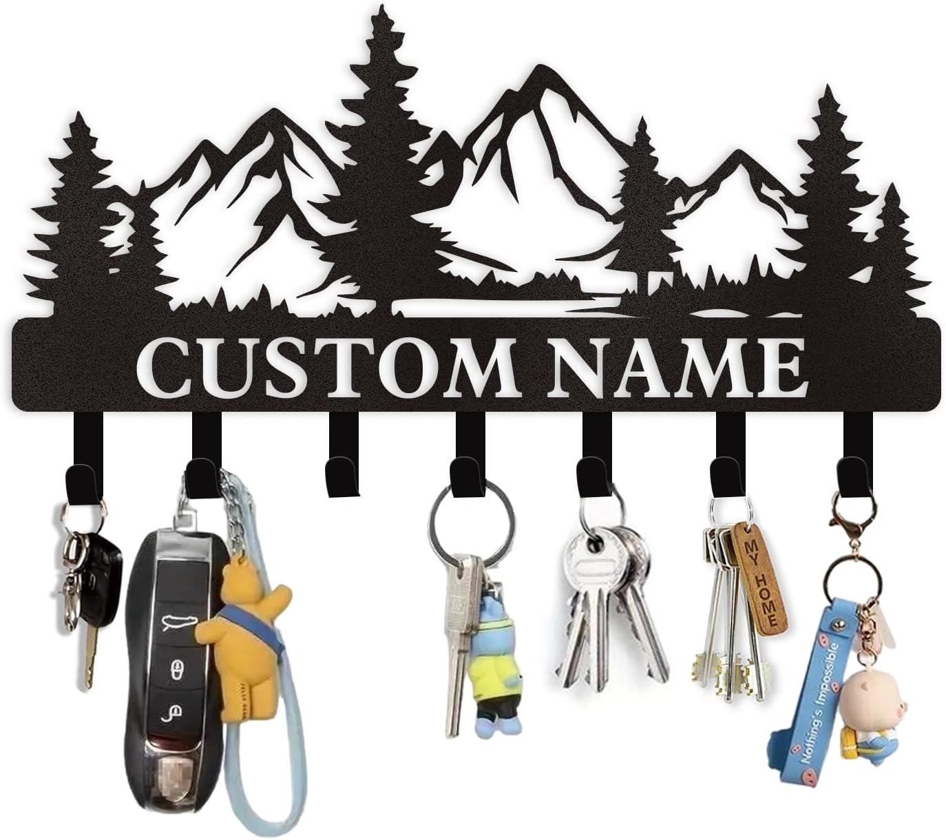 Personalized Key Holder for Wall, Custom Metal Deer Cabin Key Hooks wi