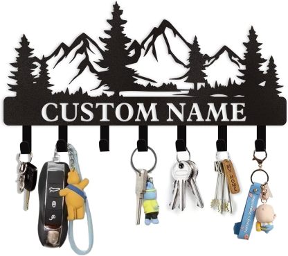 Personalized Key Holder for Wall, Custom Metal Deer Cabin Key Hooks with Name-MetalsignX